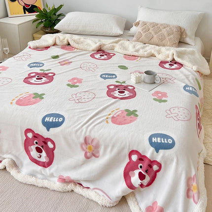 Children Adult Blanket Cartoon Cute Plush Air Conditioning Nap Blanket