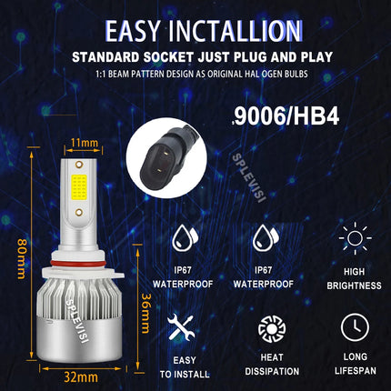 LED Headlight Low Beam Bulb 9006 HB4 White For Toyota Corolla 2001 2002 2003 2004 2005 2006 2007 2008 2009 2010 2011 2012 2013