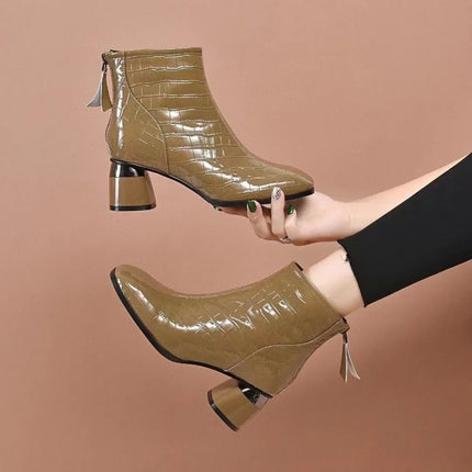 cresfimix botas femininas women cute round toe high quality wine red back zip high heel autumn boots lady cool black shoes ab715