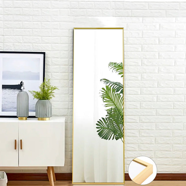 1500x400mm Full Length Mirror Floor Mirror Hanging Standing or Leaning, Bedroom Mirror Wall-Mounted Mirror with Gold Aluminum
