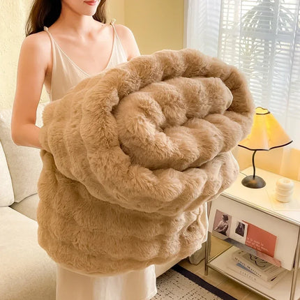 Bubble Rabbit Plush Blanket Light Luxury Double-sided Coral Flannel Blanket