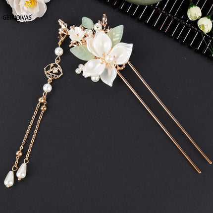Chinese Hanfu Hair Accessories Set Long Tassel Vintage Hairpins Flower Handmade Hair Sticks For Women Traditional Retro Jewelry