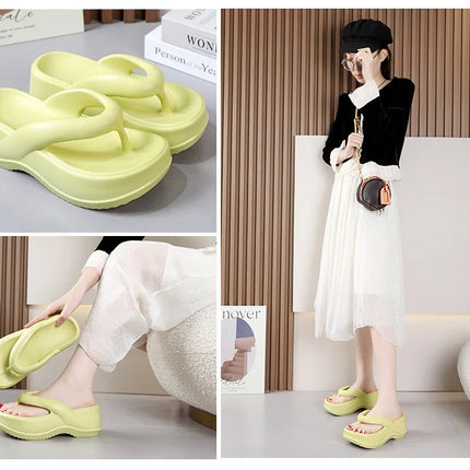 Eyriphy Platform Flip Flops Summer Thick Bottom Women Sandals Outdoor Beach Slippers Bathroom Home Shoes Comfort Soft Sole Slide