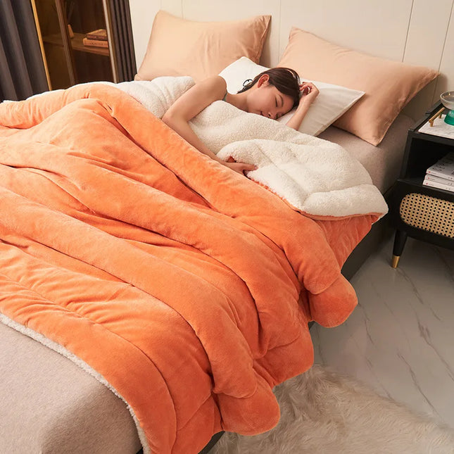 Blanket Quilt for Bed Artificial Lamb Cashmere Weighted Soft Comfortable Blankets