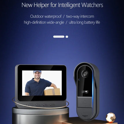 Wireless Intercom Doorbell Night HD Vision 4.3in IPS Screen Waterproof Doorbell Camera Smart Home Security Video By Bell