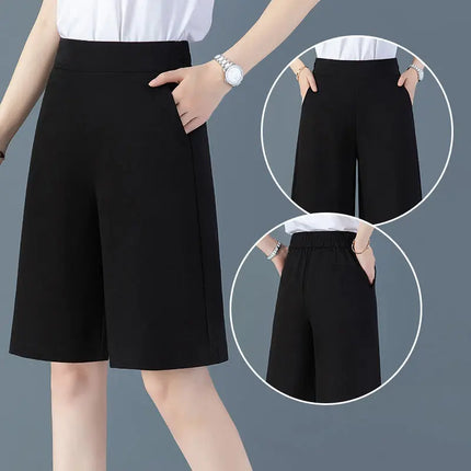 Office Lady All Season New All-match Woman Wide Leg Pants Oversize 6XL High Waist Elastic Solid Korean Fashion Straight Trousers