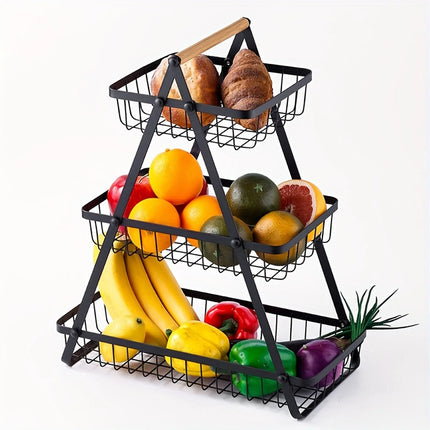3 Tier Countertop Fruit Basket,Portable Fruit Bowle Basket Kitchen Organizer Storage & Dining Room Fruits Vegetable Bread Snacks