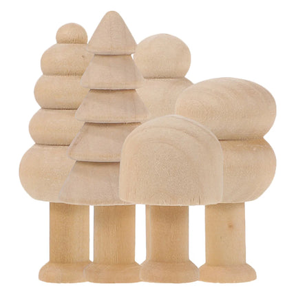5Pcs Wooden Diy Painting Craft Supplies Kids Home Decor Unfinished Wood
