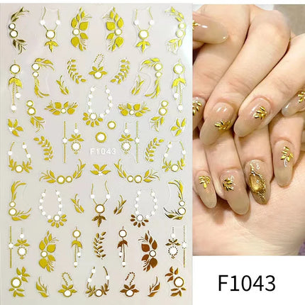 1PCS New Autumn Flowers Nail Decals Animal Nail Stickers Flower