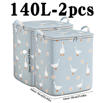 100/140/180L Clothes Quilt Storage Bag Household Large Capacity Quilt Storage Box Wardrobe Non-woven Clothing Moving Luggage