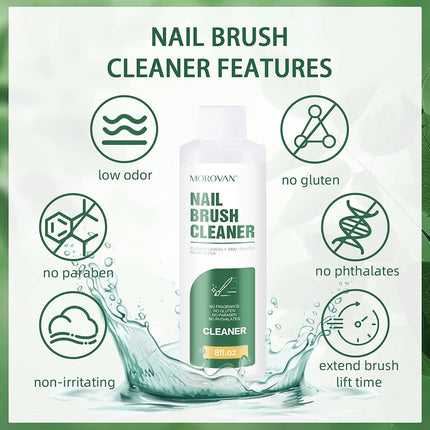Nail Brush Cleaner-8oz Cleaner Restorer for Any Nail Art Brush Acrylic Nail Brush Gel Nail Liquid Brushes for Any Nail Tools