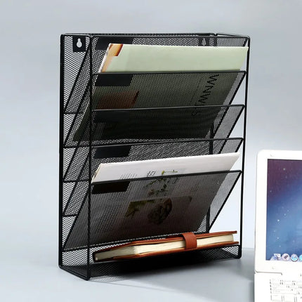 Versatile A4 Wall-Mounted File Box & Magazine Rack - Stylish Bookshelf for Home & Office Storage