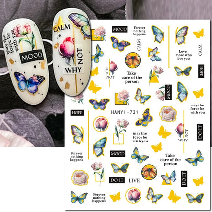 3d Nail Art Decals Elegant White RoyalBlue Roses Flowers