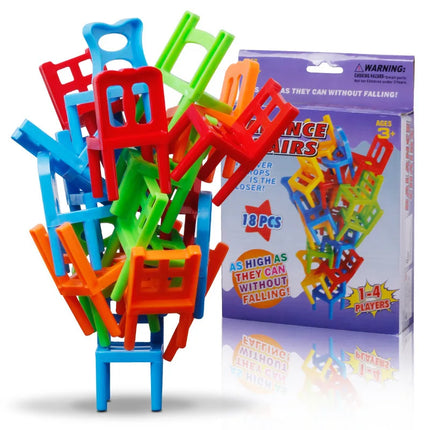 18Pcs/set  Mini Chair Assembly Blocks Plastic Balance Toy Stacking Chairs Kids Desk Educational Play Game Balancing Traning Toys