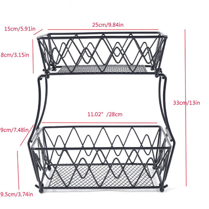 Fruit Bowl Metal For Kitchen Storage, 2 Tier Decorative Fruit Basket, Can Be Used As a Banana Holder, Vegetable Basket