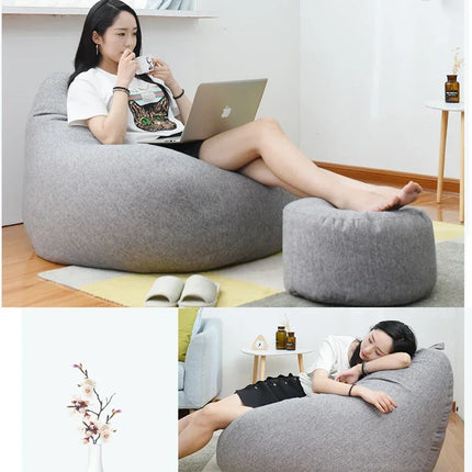 Sofa Cover Large Bean Bag Couch Soft Fluffy Breathable Adult Child Tatami