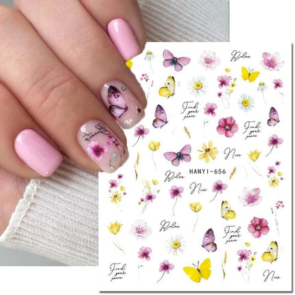 3d Nail Art Decals Elegant White RoyalBlue Roses Flowers