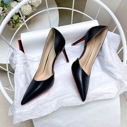 leather pointed shoes shallow mouth slim single order shoes for women