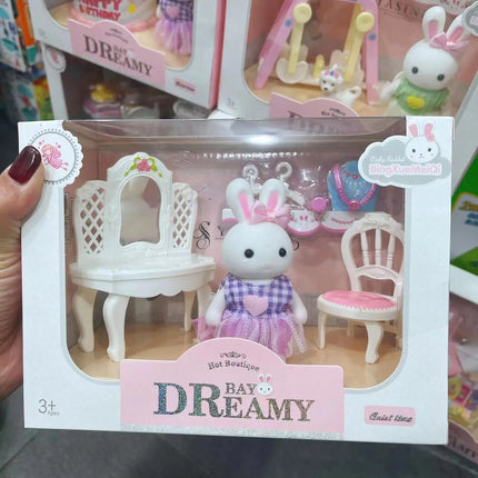 Little Rabbit Dresser Lovely Scene Play Toys Simulation Modelling Children