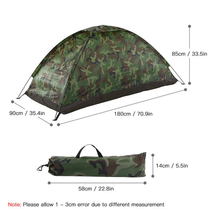 Camping Tent for 1 Person Single Layer Outdoor Portable Camouflage Travel Beach Tent