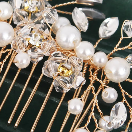 Handmade Pearl Crystal Leaf Tiara Headband For Ladies Wedding Jewelry Tiara Bridal Hair Ornament Wedding Hair Ornament