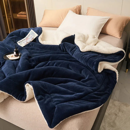 Winter Warm Blanket Mechanical Wash Double Layer Queen Blankets for Beds