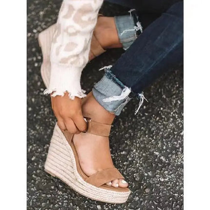 Summer Platform Sandals Women Peep Toe High Wedges Heel Ankle Buckles Sandalia Espadrilles Female Sandals Shoes