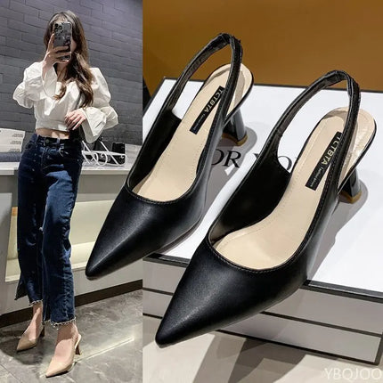 2025 Summer new pointed high heels Women's sandals Casual Shallow mouth shoe Fashion