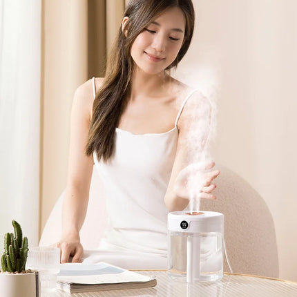 New 2L Double Spray Humidifier Atomizer Usb Large Capacity Home Mute Bedroom Office Night Light Digital Display Humidifier