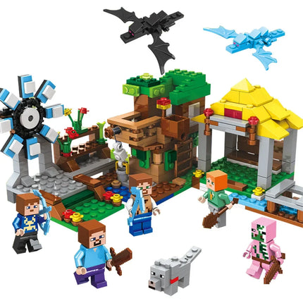 Village Farm Cave Mine Alex Zombie Action Figures Building Blocks Toys Gift for Children