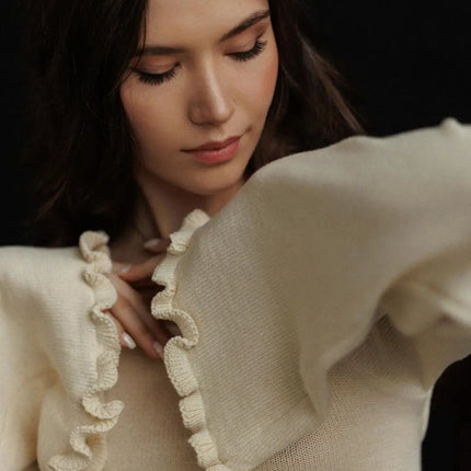 Cryptographic Elegant Knitted Sweater Maxi Dress Outfits for Women Flare Sleeve Sexy Backless Dresses Edible Tree Fungus Clothes