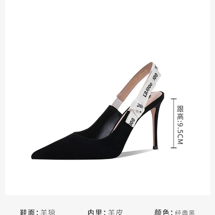Spring and Summer New High Heels Leather Pointed Bow Side and Rear Thin Heel High Heel Single Shoes