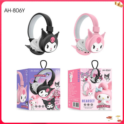 Kuromi Wireless Bluetooth Headsets Cartoon with Mic Foldable Lightweight Earphone for Phones Laptop