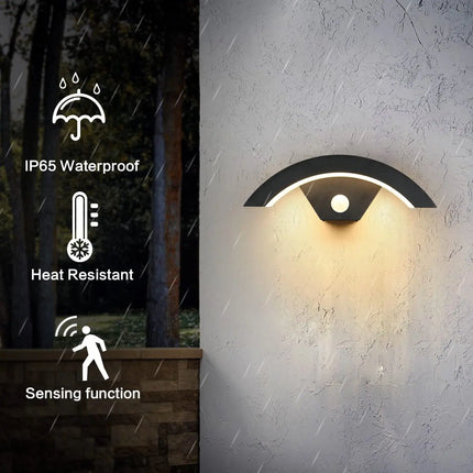 Modern Wall Light 24W Motion Sensor Wall Lamp, 3000K Warm Black Light Wall Lamp, Outdoor Lamp Wall Sconce for Hallways, Gardens