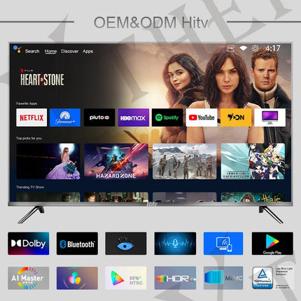 Unbreakable Smart TV 75 Inch Larger Screen TV Home Heater 4K UHD Television