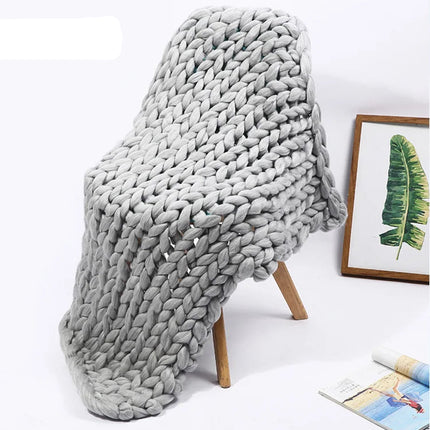 Handmade Chunky Knit Blanket Large Thick Wool Bulky Knitting Throw for Bedroom