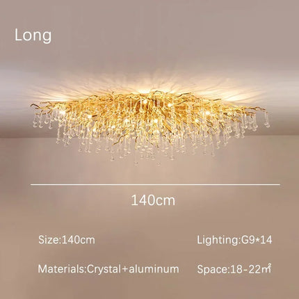 Gold ceiling light chandelier modern hotel bedroom dining room living room home interior glossy Led luxury chandelier