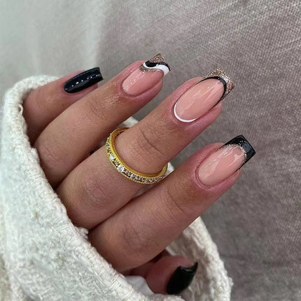 Simple White French Wearable Long Square Fake Nails Full Cover