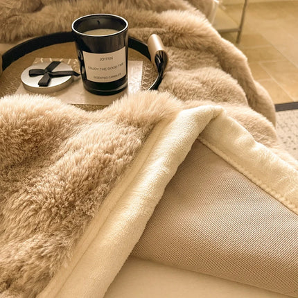 Luxury Premium Imitating Rabbit Fur Blanket Double-sided Plush Thickened