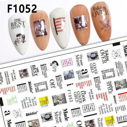1PCS New Autumn Flowers Nail Decals Animal Nail Stickers Flower