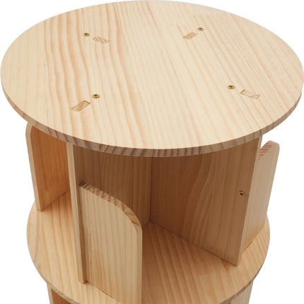 360 Degree Rotating Bookshelf Wood Display Stand Storage Sheves Rack Bookcase 4 Tiers Books Organizer Floorstanding