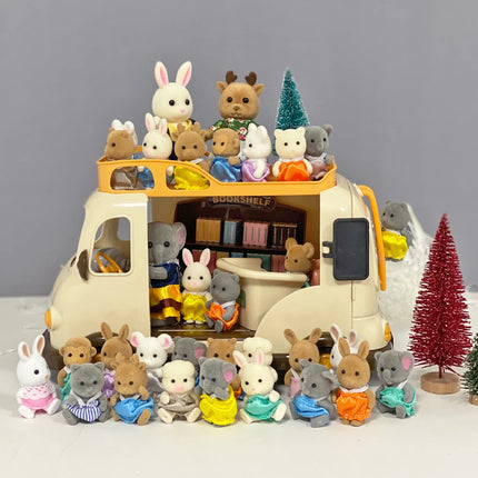 School Bus Book Shelf 1/12 Dollhouse Forest Family Ice Cream Sales Vehicle