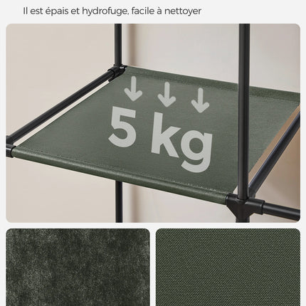 SONGMICS Fabric Wardrobe, Clothes Storage Organiser, 6 Shelves, 1 Hanging Rail, Non-Woven Fabric, Metal Frame, 45 x 88 x 168 cm