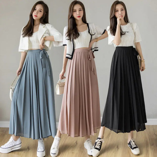Skirt Trousers Pleated Chiffon Trousers High Waist Pants