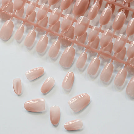 150Pcs Gradient Nude Short Almond Fake Nails XS/S/M Size Glossy Full Cover Press On Nail French False Fingertips for Women Daily