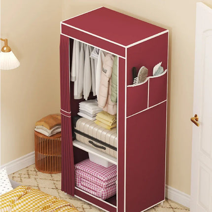 Fabric Wardrobes Easy To Assemble Simple Storage Cabinet Bedroom Dustproof Storage Wardrobe Multi-Layer Foldable Clothing Hanger