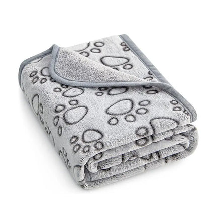 Pet Blanket Ultra-soft Fluffy Paw Printed Mat Pet Bed Dog Blanket Warm