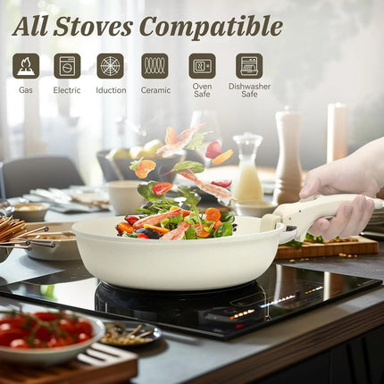 17pcs Pots and Pans Set Nonstick Cookware Set with Detachable Handle Induction Kitchen