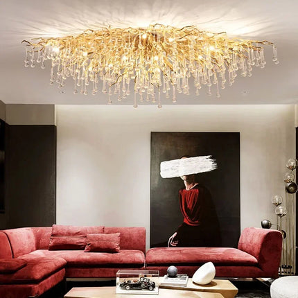 Gold ceiling light chandelier modern hotel bedroom dining room living room home interior glossy Led luxury chandelier