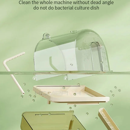 Clear Hanging Bird Bath Automatic Water Circulation Bath Shower For Bird Easy to clean Space Saving Design Bird Cage Accessory